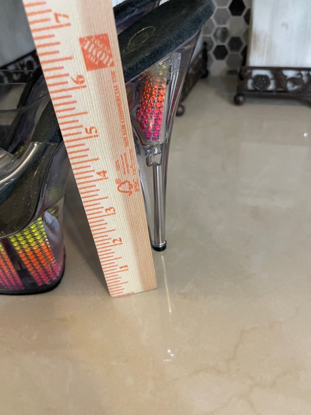 Pleaser Adore 701SRS Clear platform Heels in Rainbow size 11 - Picture 11 of 11
